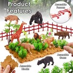 BUYGER 58 Pièces Figurine Animaux de la Jungle Jouet avec Tapis de Jeu Grande Taille de Animaux Sauvages Cadeau Educatif pour Enfants