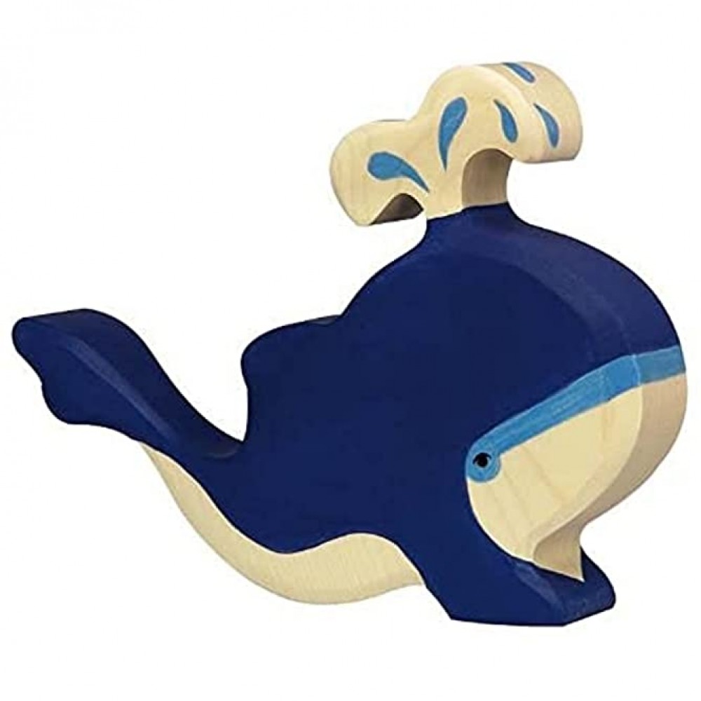 Holztiger 2041083 Figurine Animal Baleine Bleue Avec Fontaine