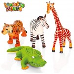 Learning Minds Set de 8 Figurines d'animaux Jumbo Jungle 18 Mois +