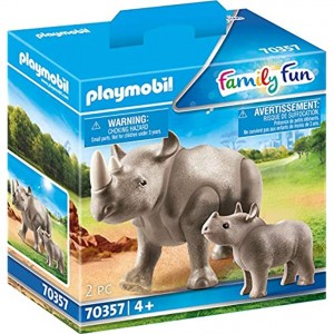 Playmobil Rhinocéros et Son Petit Multicolor 70357 14.2 x 6.6 x 14.2 cm