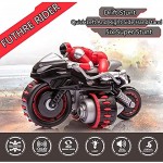 Kikioo Motos télécommandées Action de Rotation à 360 ° Cascade de dérive Motos Rc Haute Vitesse Motos radiocommandées 2,4 Ghz Course Tout-Terrain Jouets de Moto Rc Cadeau pour Enfants garçons