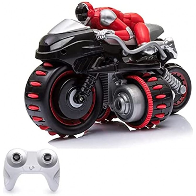 Kikioo Motos télécommandées Action de Rotation à 360 ° Cascade de dérive Motos Rc Haute Vitesse Motos radiocommandées 2,4 Ghz Course Tout-Terrain Jouets de Moto Rc Cadeau pour Enfants garçons