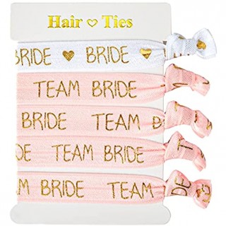 AIBAOBAO Lot de 5 Bracelet Evjf pour Enterrement de Vie de Jeune Fille Mariée Accessoires de Soirée Entre Filles Blanc et Rrose 1 Bride 4 Team Bride