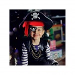 Zomiboo 4 Pièces Jeux d'Accessoires de Costume de Pirate Boucles d'Oreilles Cercle Patchs de Yeux en Feutre Os Croisés Tenue de Pirate Foulard Rouge Collier Vintage pour Halloween