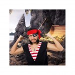 Zomiboo 4 Pièces Jeux d'Accessoires de Costume de Pirate Boucles d'Oreilles Cercle Patchs de Yeux en Feutre Os Croisés Tenue de Pirate Foulard Rouge Collier Vintage pour Halloween