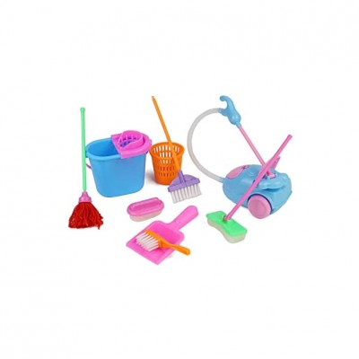 Ménage prétendant jouer Kit de jouet Mini aspirateur Nettoyage Nettoyage Mop Broom Outils Accessoires Toys Ware Toys pour filles enfants 9pcs jouet de simulation pour les enfants à jouer