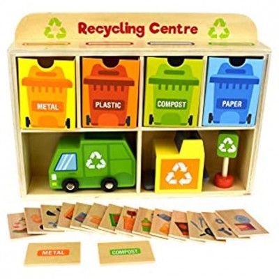 Tooky Toy Jeux en bois Centre de recyclage en bois pour enfants Multicolore