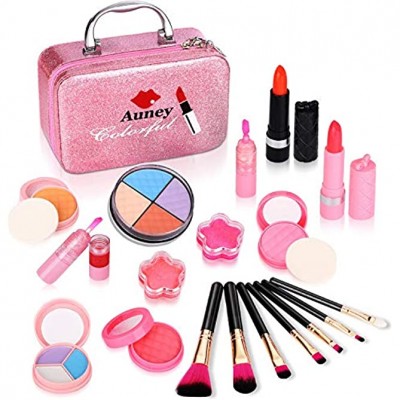 ARANEE Maquillage Enfant Jouet Fille 21 PCS Kit de Maquillage Lavable Jouets Fille sûr et Non Toxique Coffret de Beauté Cosmétique pour Princesse de 3 4 5 &12 Ans