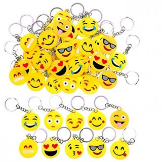 JZK 50 x Emoji Porte-clés émoticône Porte-clés pour Cadeaux Anniversaire des Enfants Remplisseurs de Sac de Fête Fête des Enfants Merci Cadeau