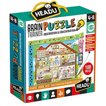 Headu- Brain-Trainer Puzzle éducatif pour Enfants de 4 à 8 Ans. Jeu d'observation d'orientation et de logique IT21154 Assorti