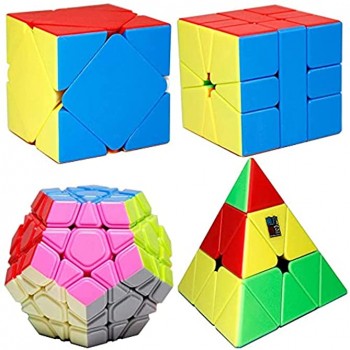 Lot 4 Speed Cube Vitesse Cube Magique Puzzle Cube | Idéal Cadeau Enfant | SATISFAIT OU REMBOURSE Cube Magique Lisse Facile à Tourner pour Jeux d'entraînement Cérébral I Couleurs Vives