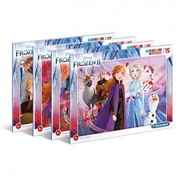 Clementoni- Disney Frozen Reine des Neiges 2-15 boîte de 4 15 pièces Enfant Puzzle avec Cadre-fabriqué en Italie 3 Ans et Plus 22235 Cranberry