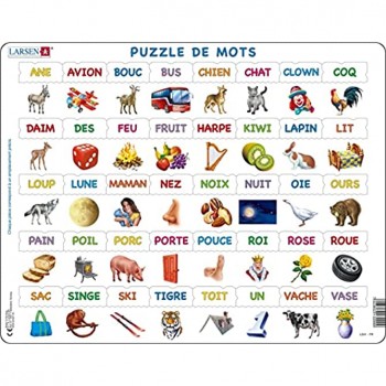 Larsen LS41 Apprendre à Lire: Mots Simples de 23 Lettres minuscules édition Français Puzzle Cadre avec de 40 pièces