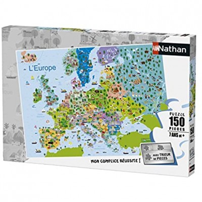 Nathan Puzzle Enfant Puzzle 150 p Carte d'Europe Dès 7 ans 86835