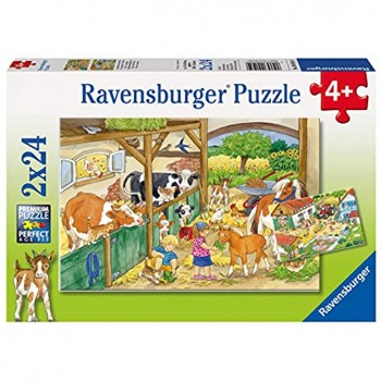 Ravensburger 09195 Puzzle Enfant Classique Journée À La Ferme 2 X 24 Pièces