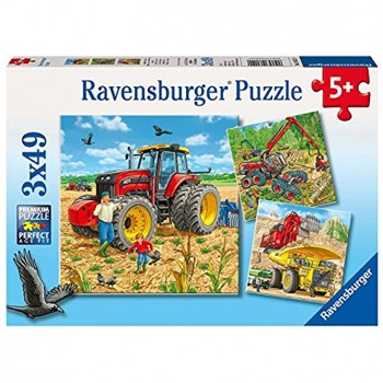 Ravensburger 80120 Puzzle Tracteurs Et Machines De Chantiers 3x49 Pièces