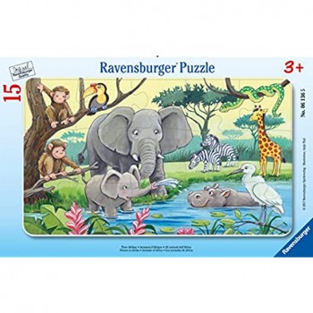 Ravensburger- Puzzle Cadre 15 pièces-Animaux d'Afrique Enfant 4005556061365