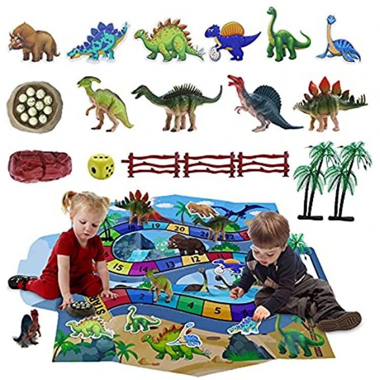 Dinosaure Jouet Jurassic Dinosaure Tapis de Jeux Enfant Fille Garcon Jeu Dinosaure Ensemble de Figurine Dinosaures Réaliste Cadeau Anniversaire Jouet Enfant 3 4 5 6 Ans