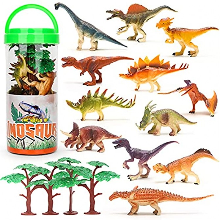 Mini Figurine Dinosaure 16 Pièces Réaliste Plastique Dinosaure Enfant Jouet pour Garçons Filles de 3 Ans