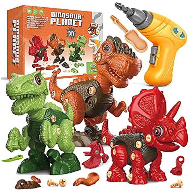 NATTHSWE Jouets de Dinosaures Cadeau de jouets de dinosaure pour enfants Jouets dinosaures pour garçons 3 4 5 6 7 8 ans STEM Cadeau d'anniversaire nouvelle année cadeau de Noël