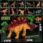 TOEY PLAY Dinosaures Enfant Jouet Figurines de Dinosaure avec T-Rex Triceratop Stégosaure Arbres 6 '' à 7 '' Réaliste Ensemble de Animaux Cadeau pour Garçons Filles