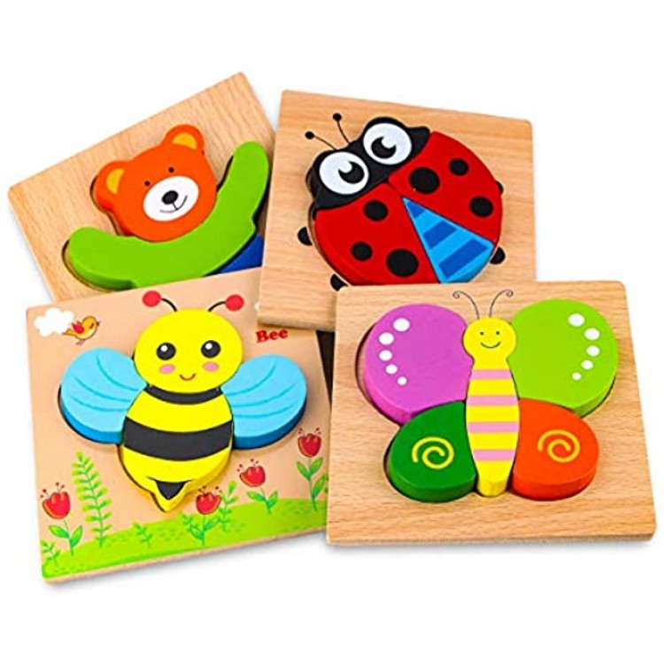 Afufu Jeux Bebe Puzzles en Bois Jouets Montessori Enfant 1 2 3 4 Ans Puzzle à Encastrements Bébés Animaux Jeu Educatif Apprentissage pour Enfants Puzzles avec Cadre