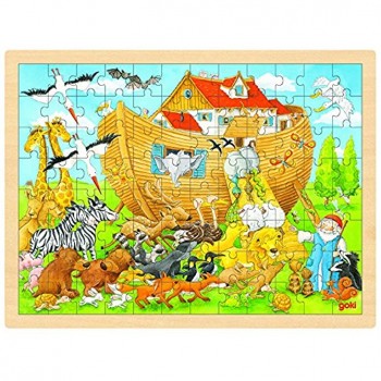 Goki 2041647 Puzzle en Bois À Encastrement Entrée en Arche De Noé 96 Pièces