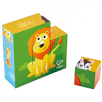 Hape- Puzzle Cubes Animaux de la Jungle E1619 Vert