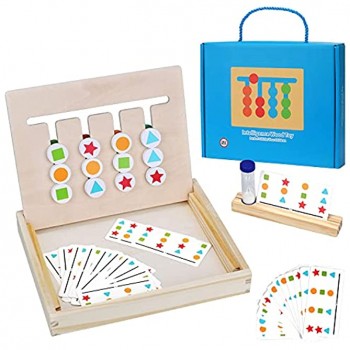 Jouets en Bois Puzzle Jeux Montessori Puzzle Enfant de Tri avec Sablier Carte Logique Jeu de Tri Sensoriel Jouets Educatif Creatif Cadeau de Noël pour Garçon Fille 3 4 5 Ans