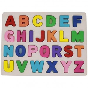 KanCai Alphabet Puzzle en Bois ABC Lettres Apprendre Les Lettres Jouet éducatif pour Les Tout-Petits et Les Enfants Alphabet Puzzle