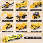 Lenbest 11 en 1 Ensembles de camions de Construction Ensembles de véhicules de Construction Tracteur de Pelle de Camion 11 pièces Mini véhicules avec Carte de Jeu Cadeau Enfants de 3 Ans et Plus
