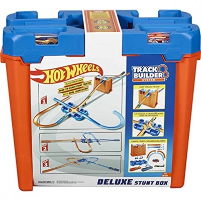 Hot Wheels Track Builder boîte de construction Deluxe 6 mètres de piste 2 petites voitures de course incluses jouet pour enfant GGP93