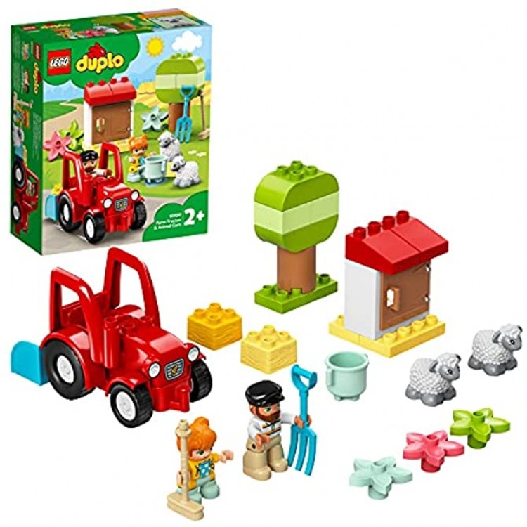 LEGO 10950 Duplo Town Le Tracteur et Les Animaux Ferme Jouet pour Les Enfants de 2 Ans et Plus avec Figurines Moutons et Fermiers