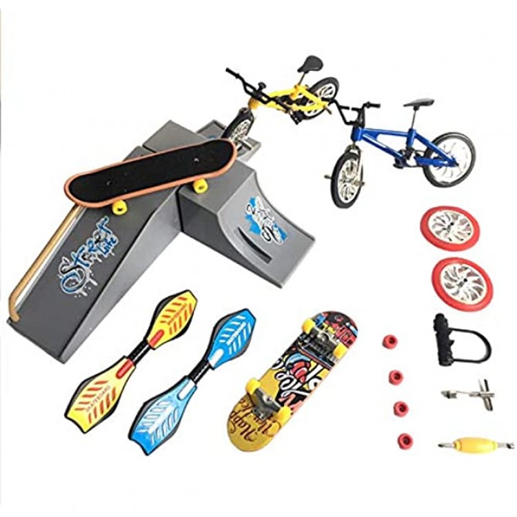 Jiakalamo Mini jouet pédagogique pour doigts Skateboard Finger Vélo et plusieurs rampes