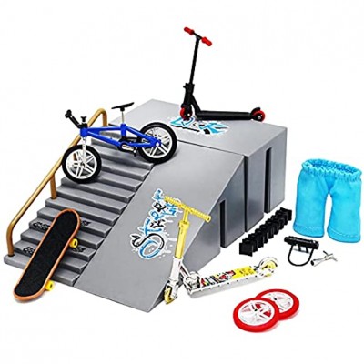 Lot de 10 mini jouets de doigts Skateboard avec skatepark rampe à doigts vélo planche à bascule scooter mini pantalon Jouet éducatif pour enfants