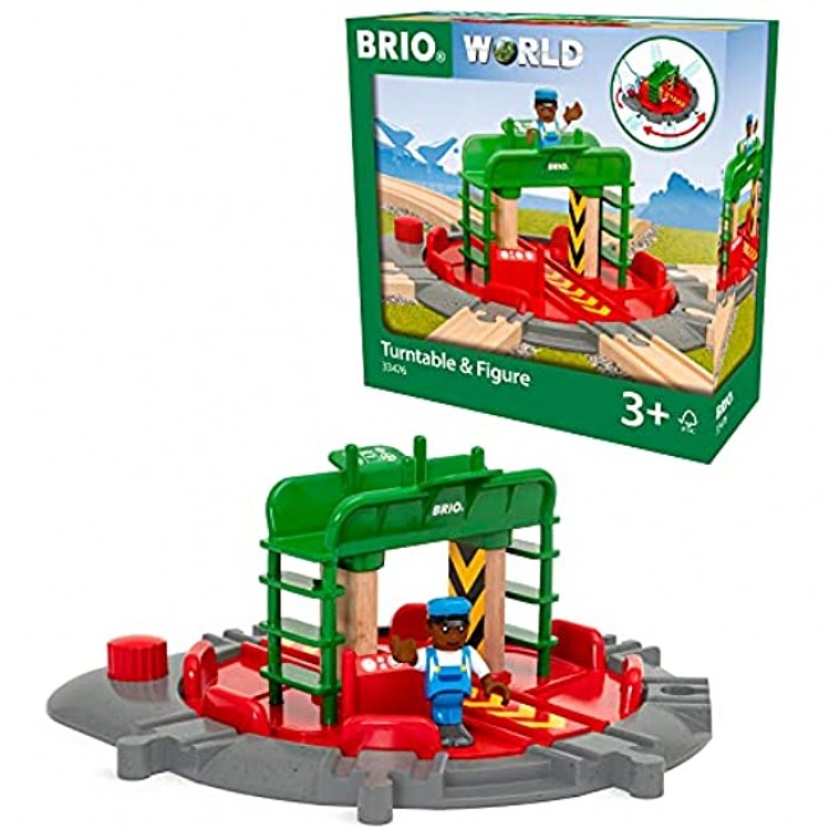 Brio World 33476 Plaque Tournante et Personnage Accessoire pour circuit de train en bois Action de jeu sans pile Jouet pour garçons et filles dès 3 ans