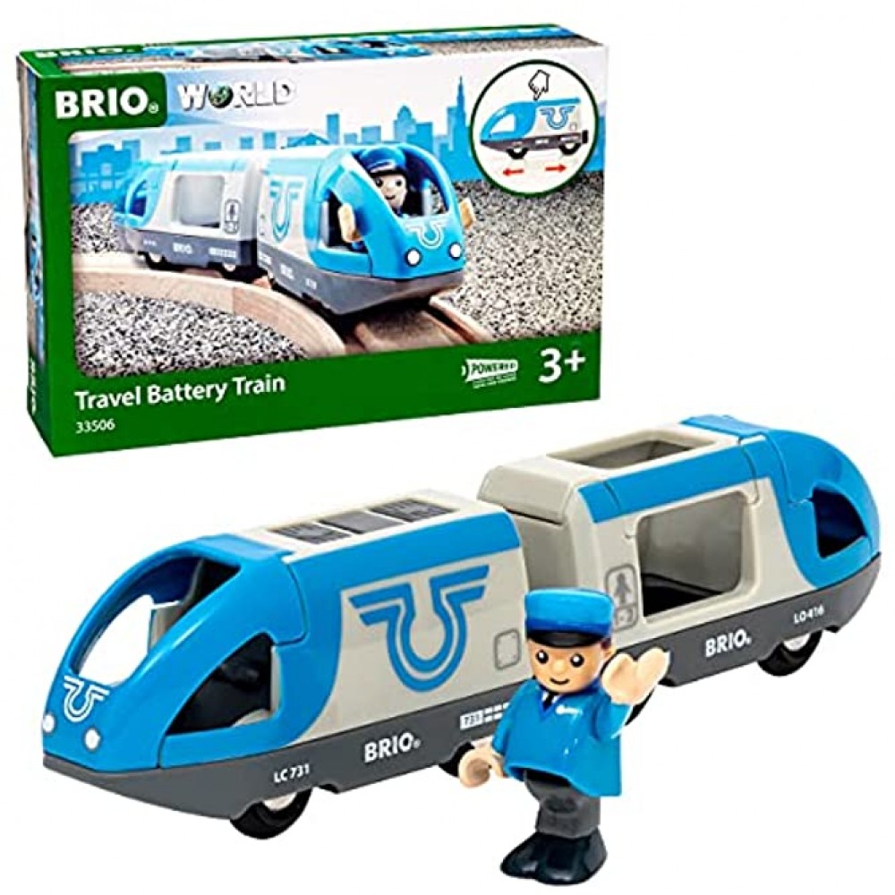 Brio World 33506 Train de voyageurs à pile Train électrique bidirectionnel Conducteur inclus Pour circuit de train en bois Jouet mixte à partir de 3 ans