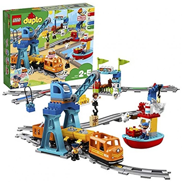 LEGO 10875 Duplo Le Train De Marchandises Jeu avec Son Et Lumière Grue avec télécommande Jouet pour Enfant 2-5 Ans